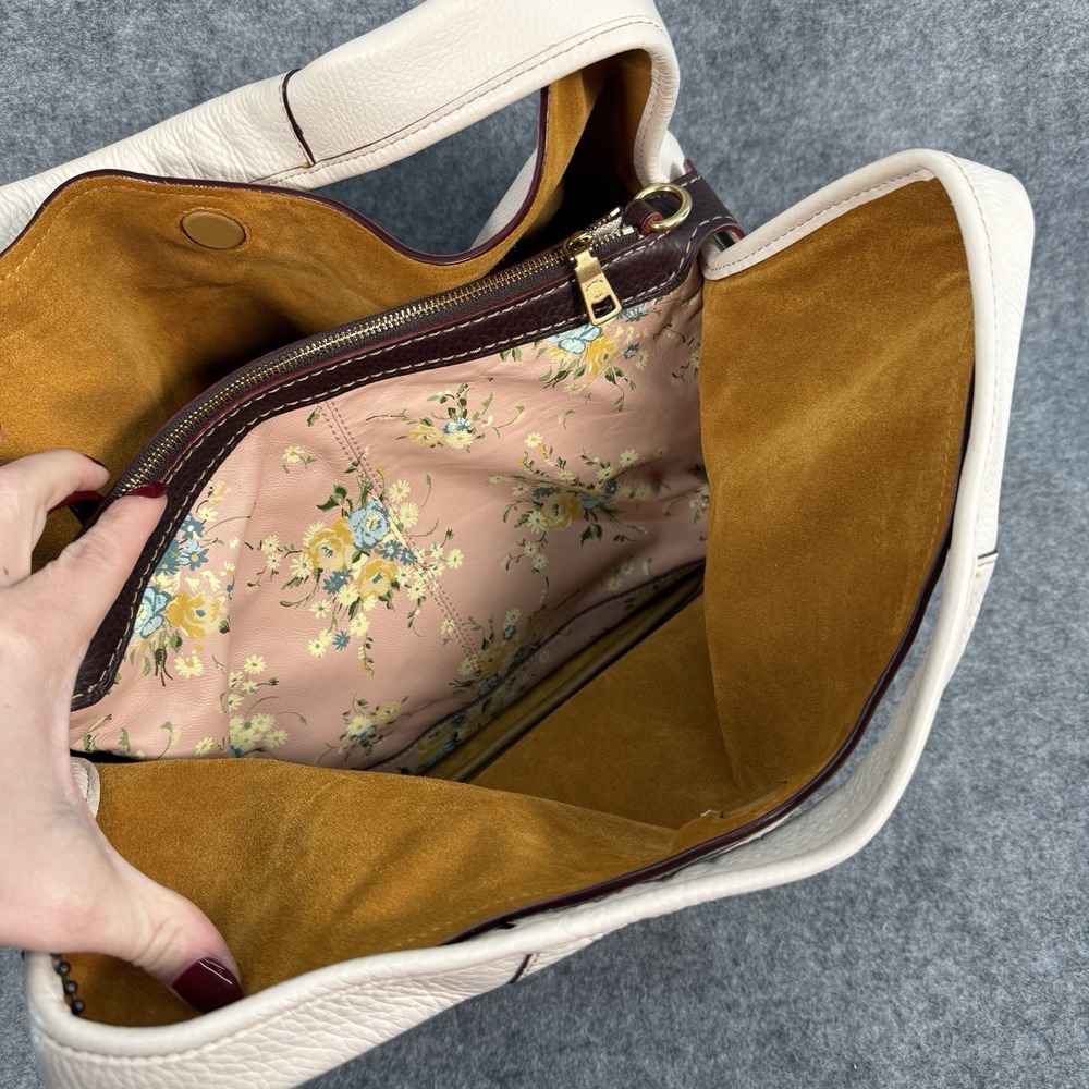 Coach Cream Leather Hobo with Brown Trim - Picture 8 of 16